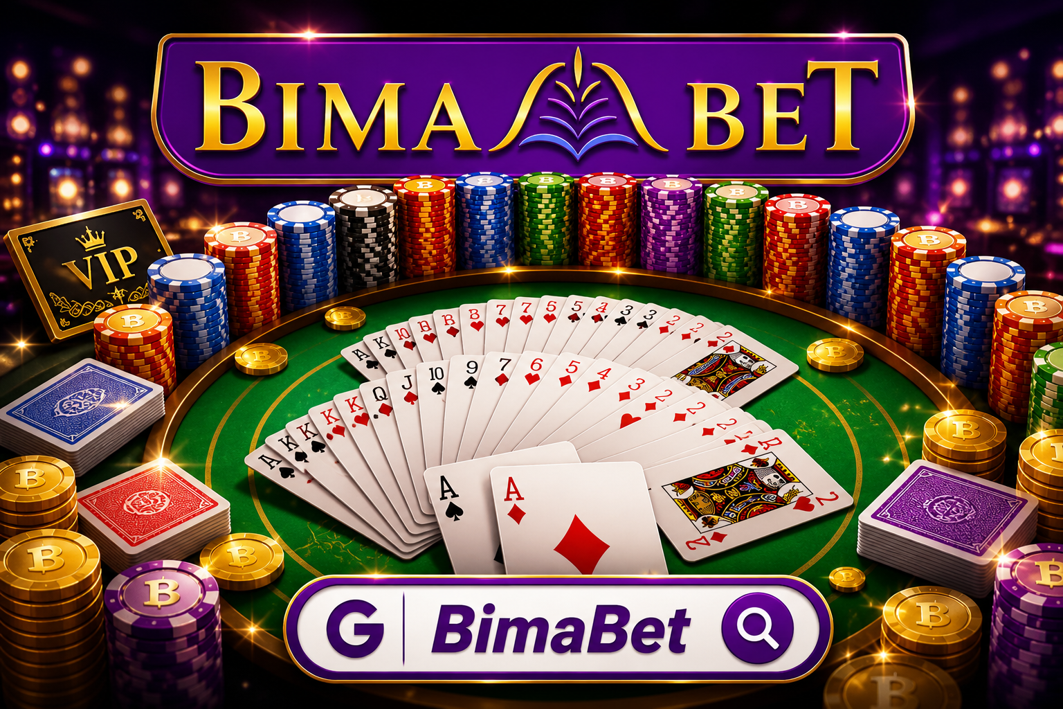 BIMA BET: meja poker, kartu, chip, VIP, search BimaBet.