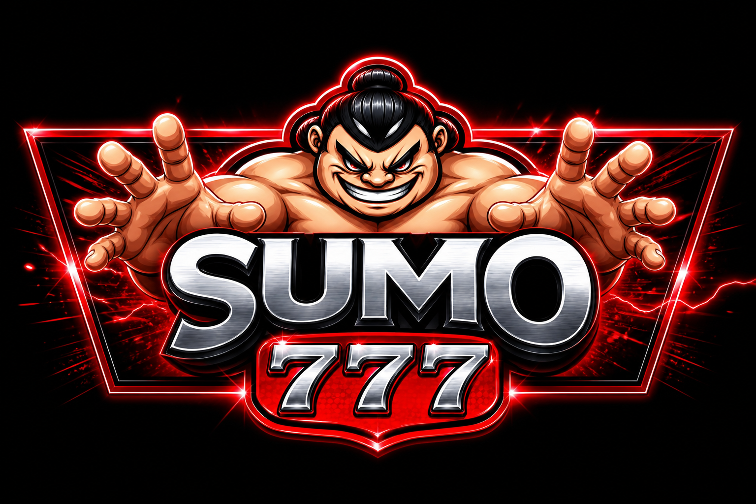 SUMO777: pesumo, huruf SUMO, perisai 777.